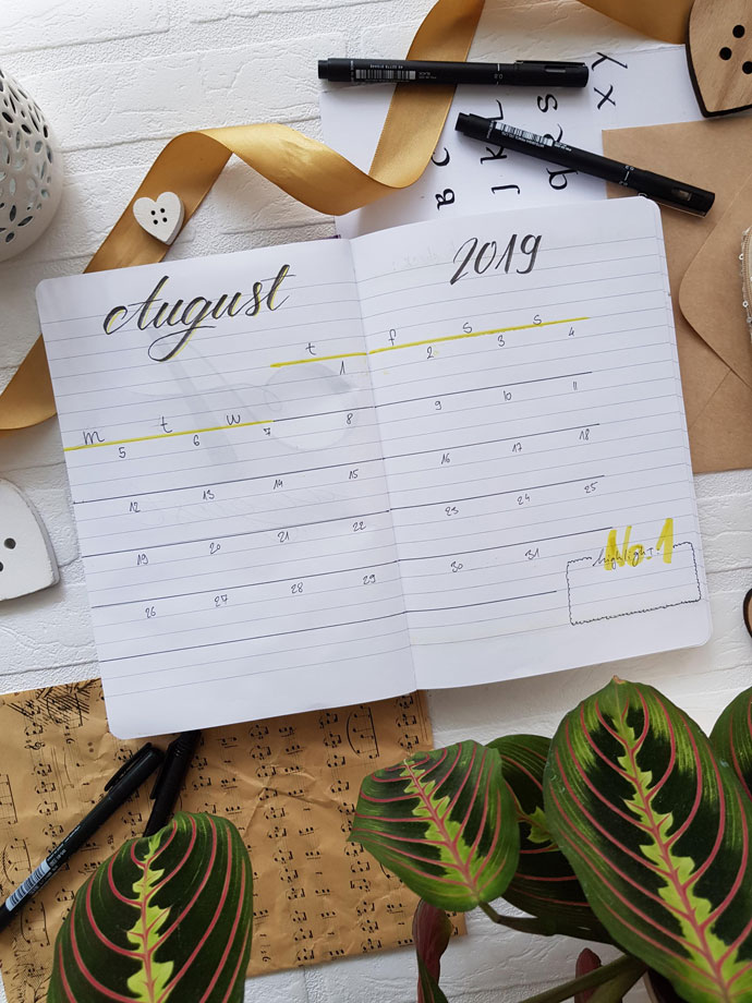 monthly log for august