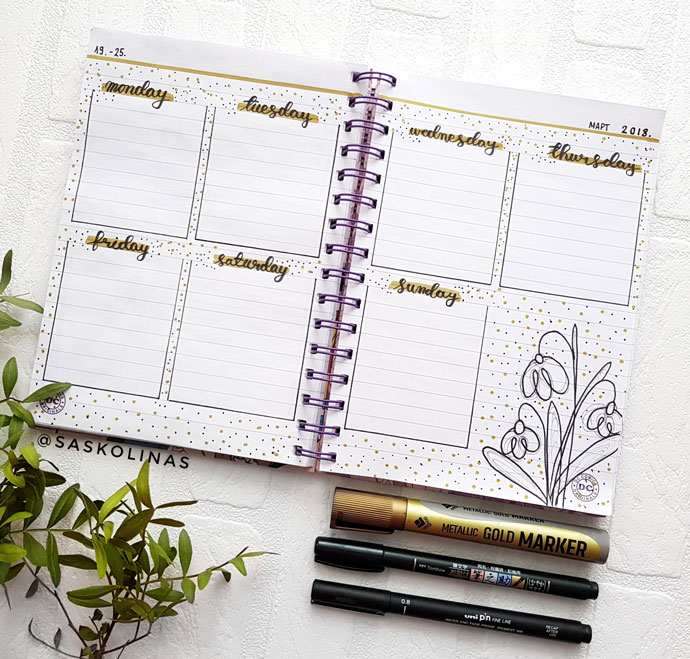 grid based bujo weekly minimalistic style